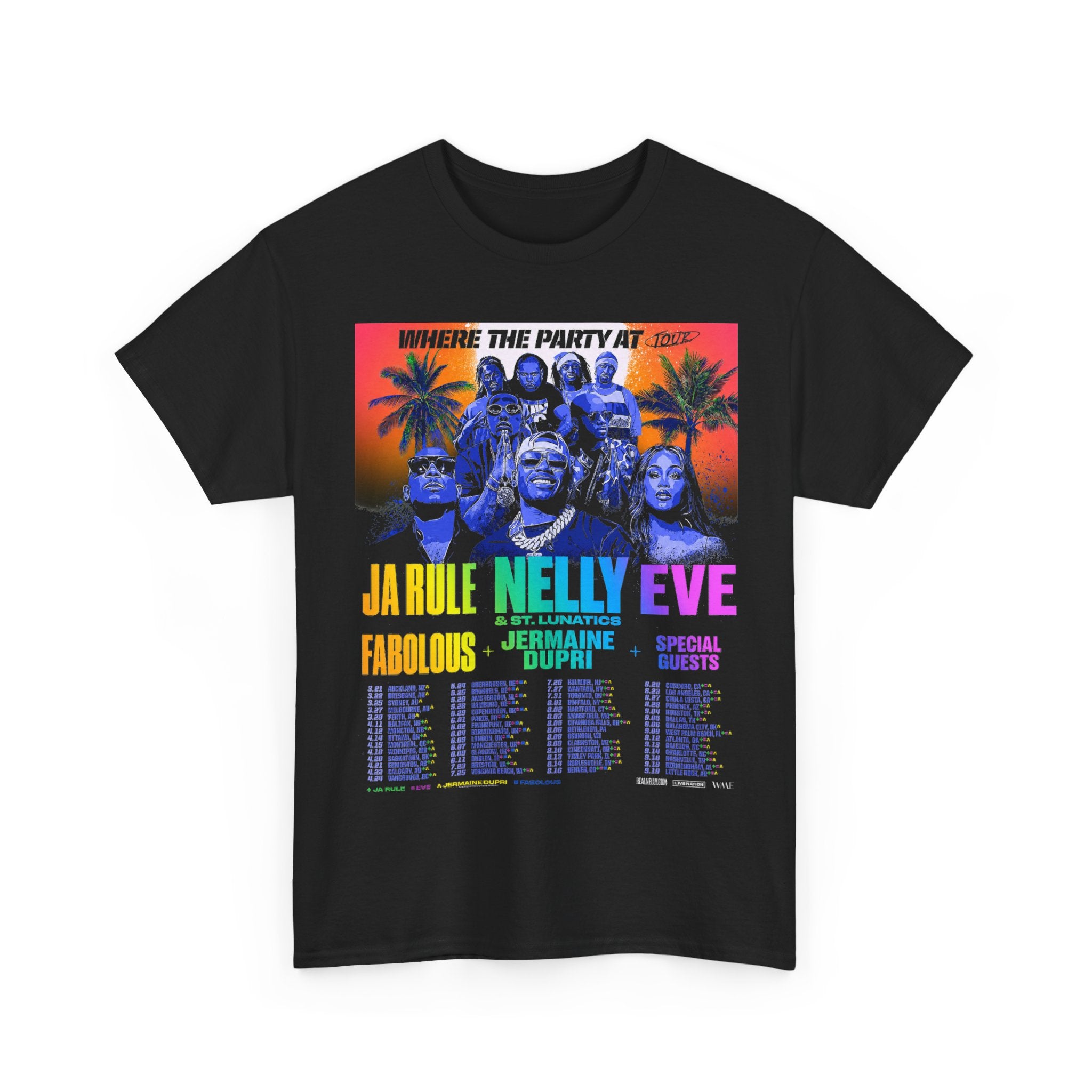Where The Party At Tour Ja Rule, Nelly and Eve T Shirt Full Size S-5XL